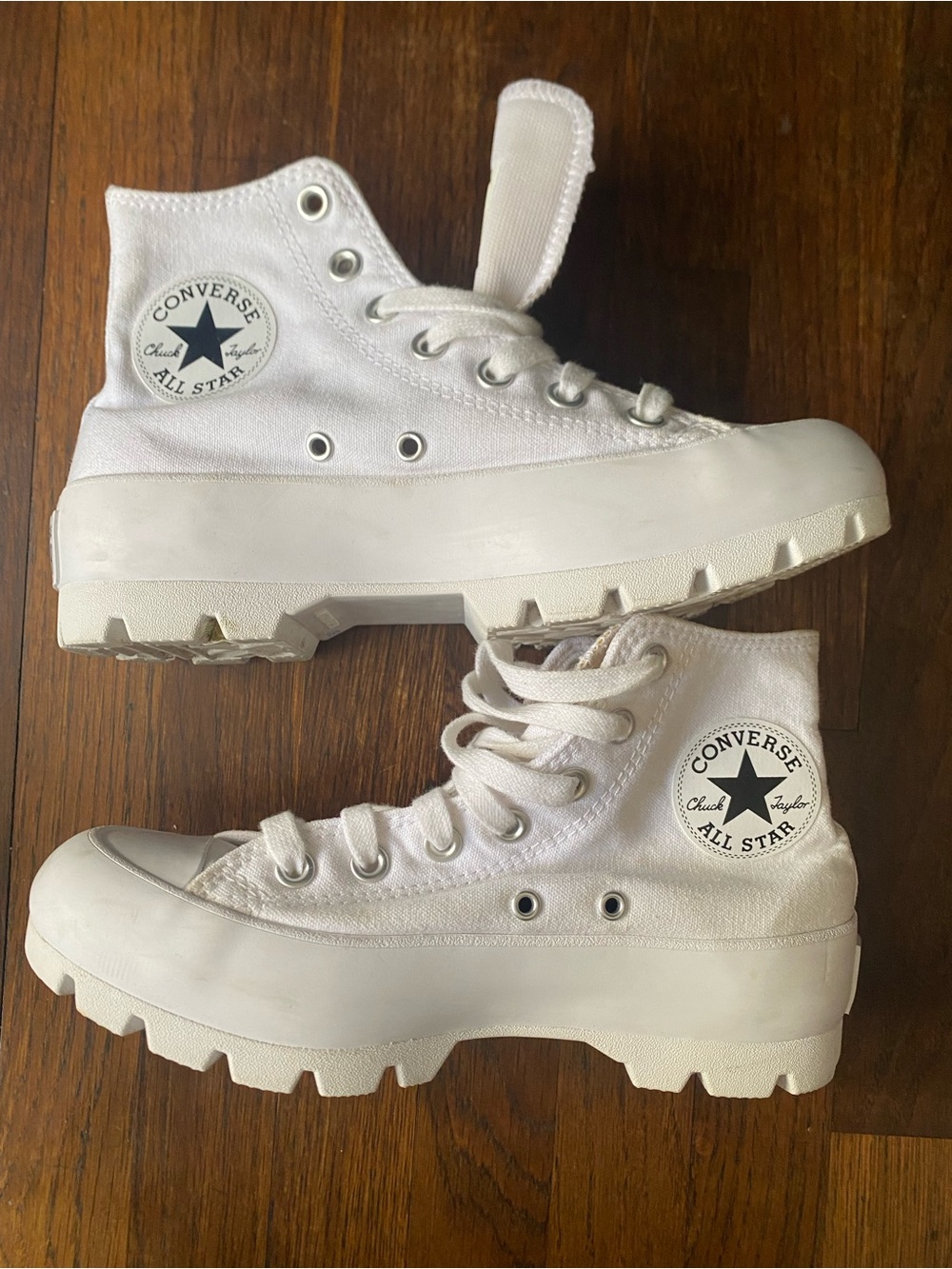 Converse White High-Top Lug Sole Sneakers